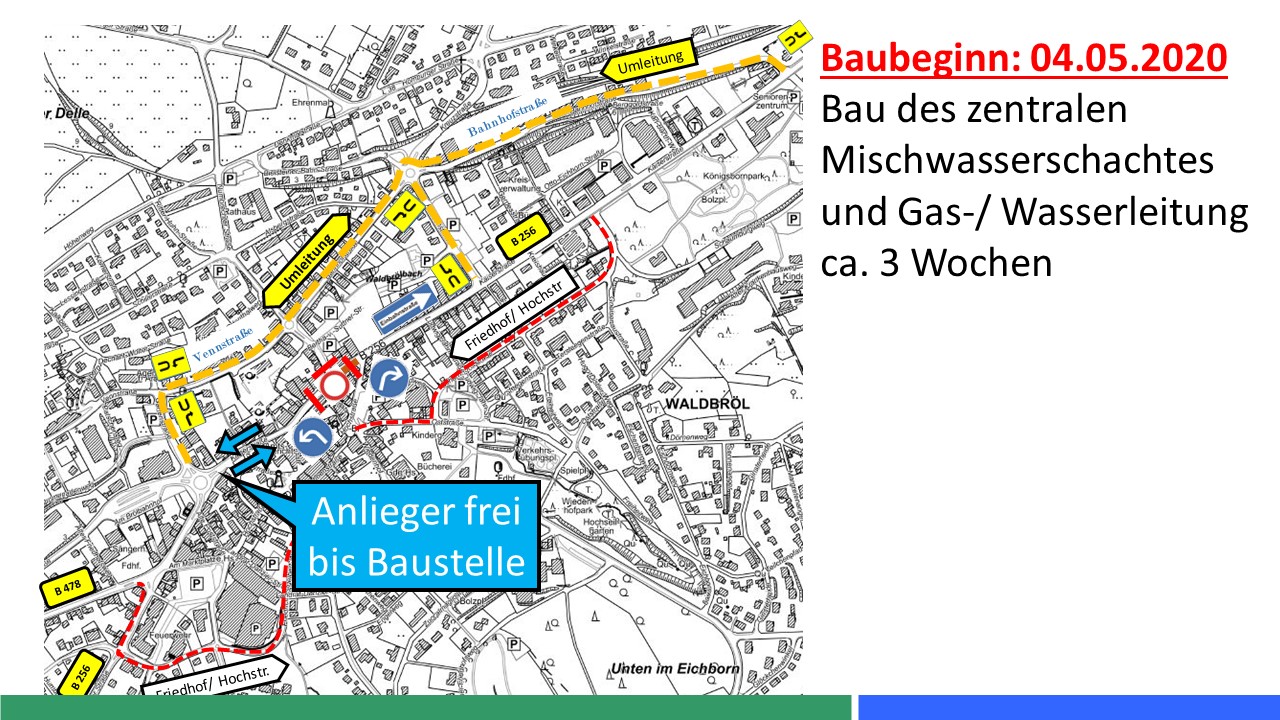 Baubeginn Kaiserstraße in Waldbröl am 04.05.2020