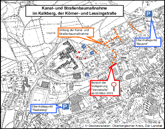 Kanal- und Straßenbaumaßnahme Kalkberg, Körner- und Lessingstraße