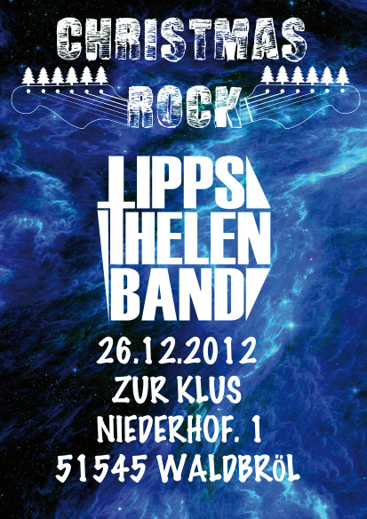 Plakat zum Christmas Rock Konzert der Lipps Thelen Band in der Wirtschaft Zur Klus in Waldbröl