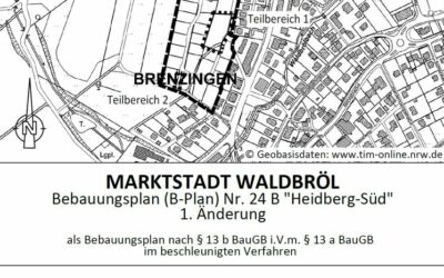 1. Änderung des Bebauungsplanes Nr. 24 B „Heidberg-Süd“ der Marktstadt Waldbröl