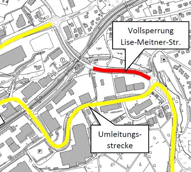 Vollsperrung im Bereich Lise-Meitner-Straße